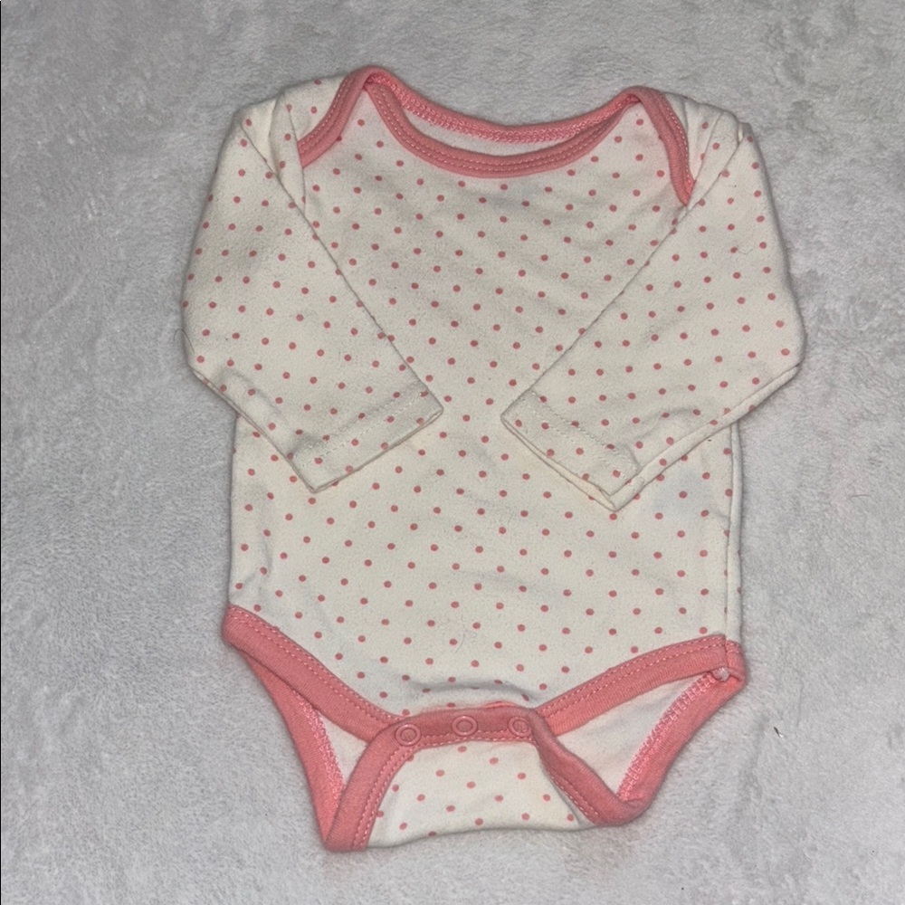 (3 for $10) Chick Pea Pink and White polkadot  Bodysuit baby girl clothing